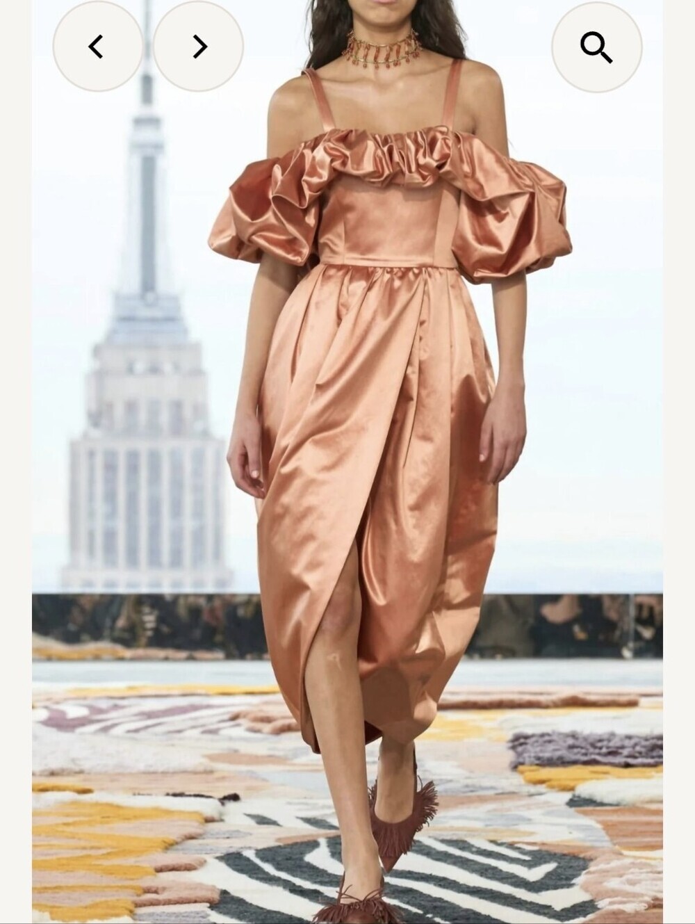 Ulla Johnson Women's Off-Shoulder Midi Copper Dress Size 6 New With Tags
